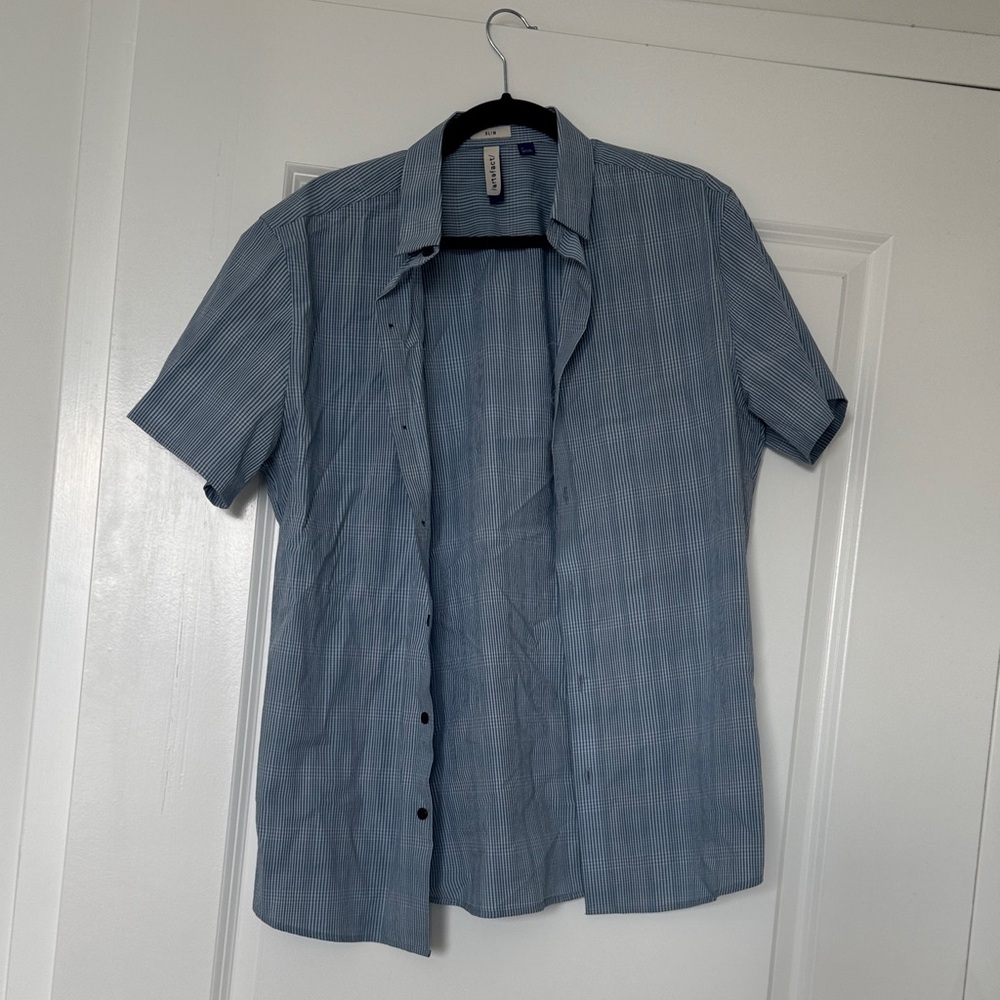 Men's Blue Casual Button Down Shirt